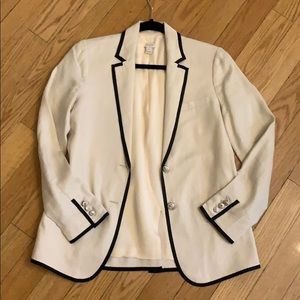 2/$30 J.Crew Cream Blazer Tipped with Black Piping